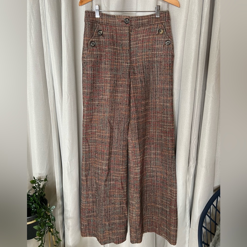 ultra high-rise, tweed, Cartonnier flare pants from Anthropologie